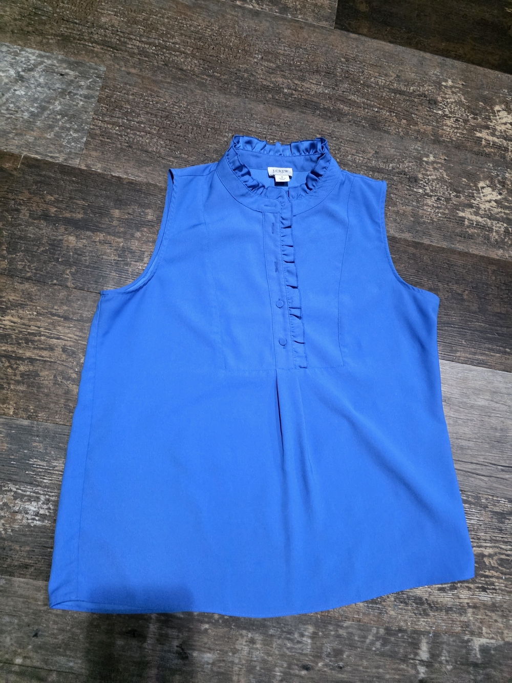 J. Crew Ruffle Mandarin Collar Sleeveless Top - Royal Blue